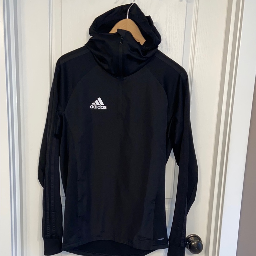 Adidas ClimaWarm Quarter Zip Black Hoodie Hooded Jacket Running Activewear